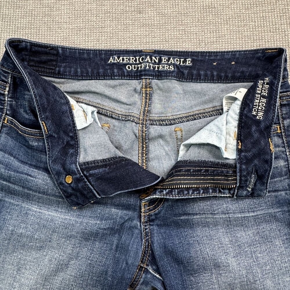 American Eagle Outfitters Size 6 Hi-Rise Jegging Super Stretch Reg Blue Denim - Picture 5 of 12
